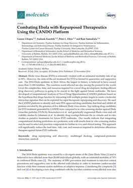 Combating Ebola with Repurposed Therapeutics Using the CANDO Platform