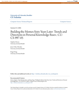 Trends and Directions in Personal Knowledge Bases ; CU-CS-997-05" (2005)