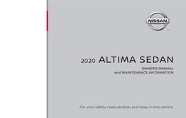 2020 Altima Sedan Owner's Manual