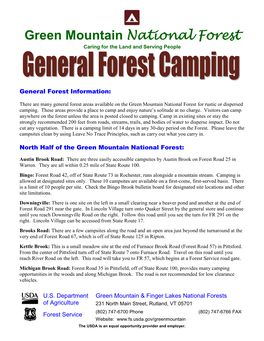 General Forest Camping Recreation Opportunity Guide
