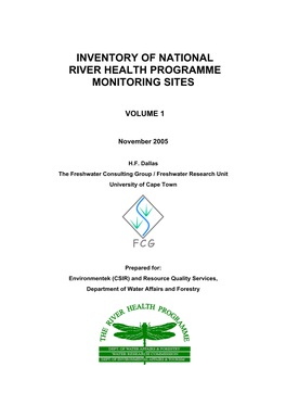 Inventory of National River Health Programme Monitoring Sites