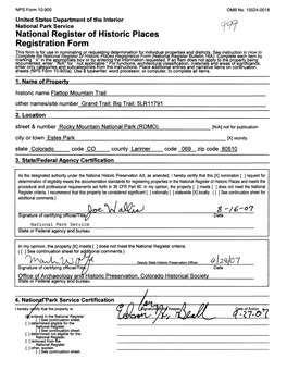 National Register of Historic Places Registration Form This Form Is for Use in Nominating Or Requesting Determination for Individual Properties and Districts