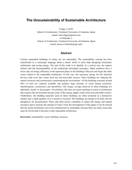 The Unsustainability of Sustainable Architecture