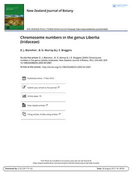 Chromosome Numbers in the Genus Liberlia (Iridaceae)