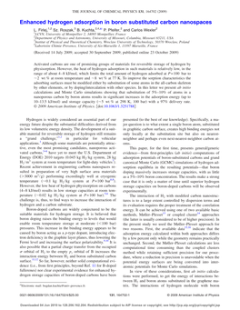 Enhanced Hydrogen Adsorption in Boron Substituted Carbon Nanospaces ͒ L