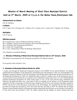 West Clare Municipal District Minutes of March