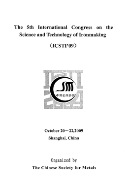 The 5Th International Congress on Science and Technology of Ironmakin