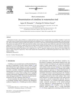 Determination of Citrulline in Watermelon Rind