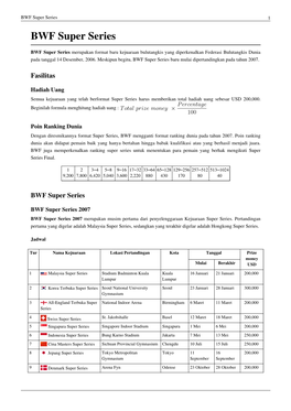 BWF Super Series 1 BWF Super Series
