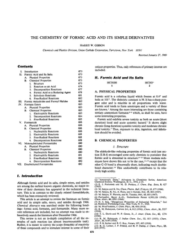 The Chemistry of Formic Acid and Its Simple Derivatives