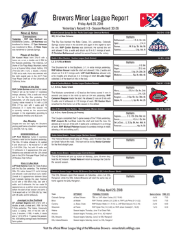 Brewers Minor League Report