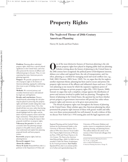 Property Rights: the Neglected Theme of 20Th-Century American