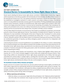 Structural Barriers to Accountability for Human Rights Abuses in Burma