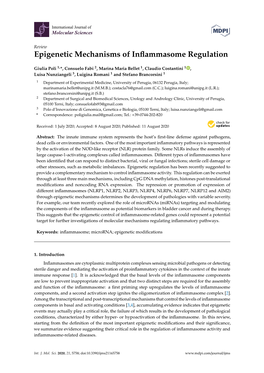 Epigenetic Mechanisms of Inflammasome Regulation