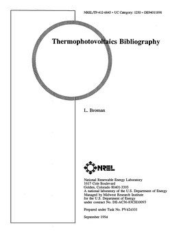 Thermophotovoltaics Bibliography