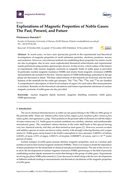 Explorations of Magnetic Properties of Noble Gases: the Past, Present, and Future