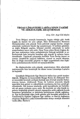 TROAS LİMANTEPE .Larisa 'SININ TARİHİ VE ARKEO LOJIK ARAŞTIRMASI