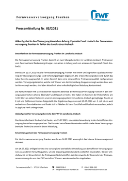 Pressemitteilung Nr. 03/2021