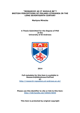 Martyna Mirecka Phd Thesis