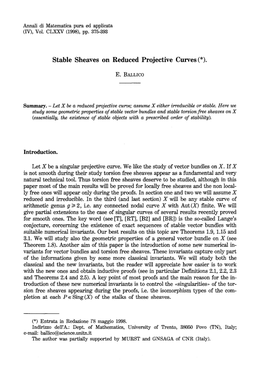 Stable Sheaves on Reduced Projective Curves (*)