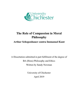The Role of Compassion in Moral Philosophy Arthur Schopenhauer Contra Immanuel Kant