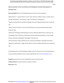 Page 1 Aberrant Expression of Mucin Core Proteins and O-Linked Glycans