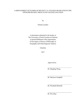 Labor Market Outcomes of Recent Us College Graduates In