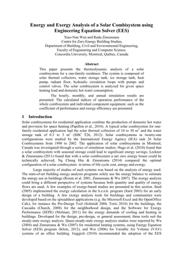 Energy and Exergy Analysis of a Solar Combisystem Using Engineering