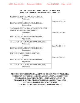 USCA Case #20-1510 Document #1882186 Filed: 01/27/2021 Page 1 of 393