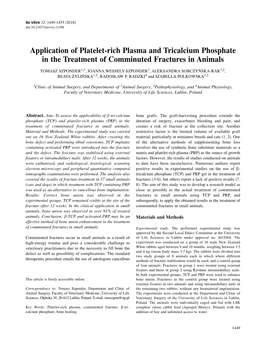 Application of Platelet-Rich Plasma and Tricalcium Phosphate