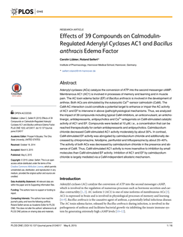 Effects of 39 Compounds on Calmodulin-Regulated Adenylyl