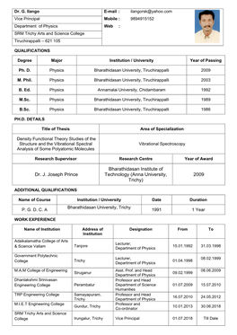 Dr. J. Joseph Prince Bharathidasan Institute of Technology (Anna