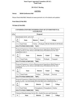 Tamil Nadu 201 SEAC Meeting AGENDA Venue