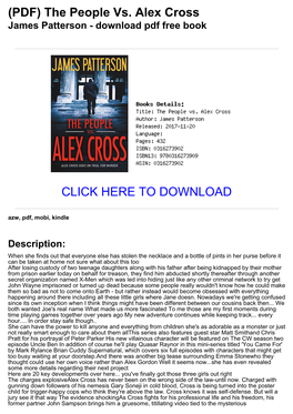 The People Vs. Alex Cross James Patterson - Download Pdf Free Book