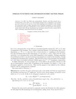 Stream Functions for Divergence-Free Vector Fields