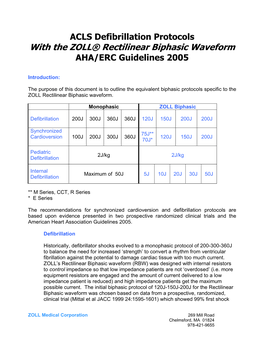 ACLS Defibrillation Protocols with ZOLL