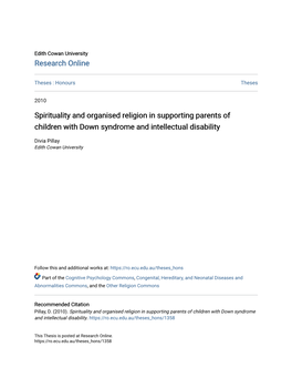Spirituality and Organised Religion in Supporting Parents of Children with Down Syndrome and Intellectual Disability
