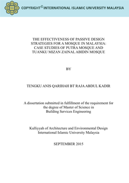 Case Studies of Putra Mosque and Tuanku Mizan Zainal Abidin Mosque