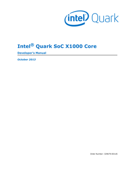 Intel® Quark Soc X1000 Core Developer's Manual