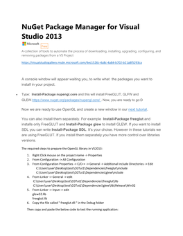 Nuget Package Manager for Visual Studio 2013