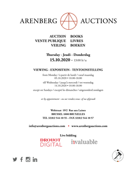 AUCTION BOOKS VENTE PUBLIQUE LIVRES VEILING BOEKEN Thursday