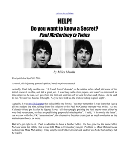 HELP! Do You Want to Know a Secret? Paul Mccartney Is a Twin