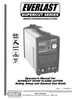 SUPERCUT SERIES Mosfet Inverter Plasma Cutter