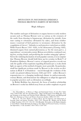 Divination in Pseudodoxia Epidemica: Thomas Browne's