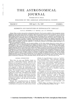 1956Aj. X V" O'! the Astronomical Journal