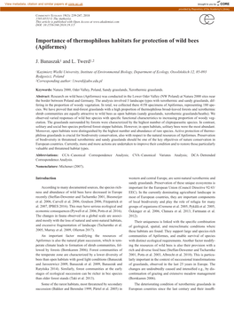 Importance of Thermophilous Habitats for Protection of Wild Bees (Apiformes)