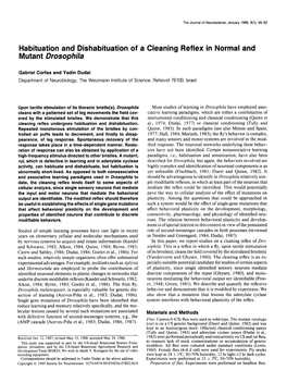 Habituation and Dishabituation of a Cleaning Reflex in Normal and Mutant Drosophila