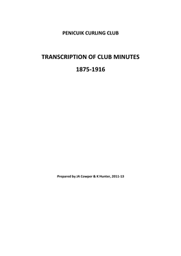 Transcription of Club Minutes 1875-1916