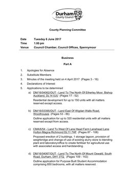 (Public Pack)Agenda Document for County Planning Committee, 06/06/2017 13:00