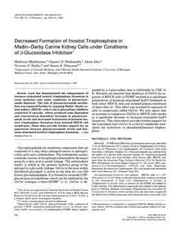 Decreased Formation of Lnositol Trisphosphate in Madin-Darby Canine Kidney Cells Under Conditions of ,&Glucosidase Inhibition’